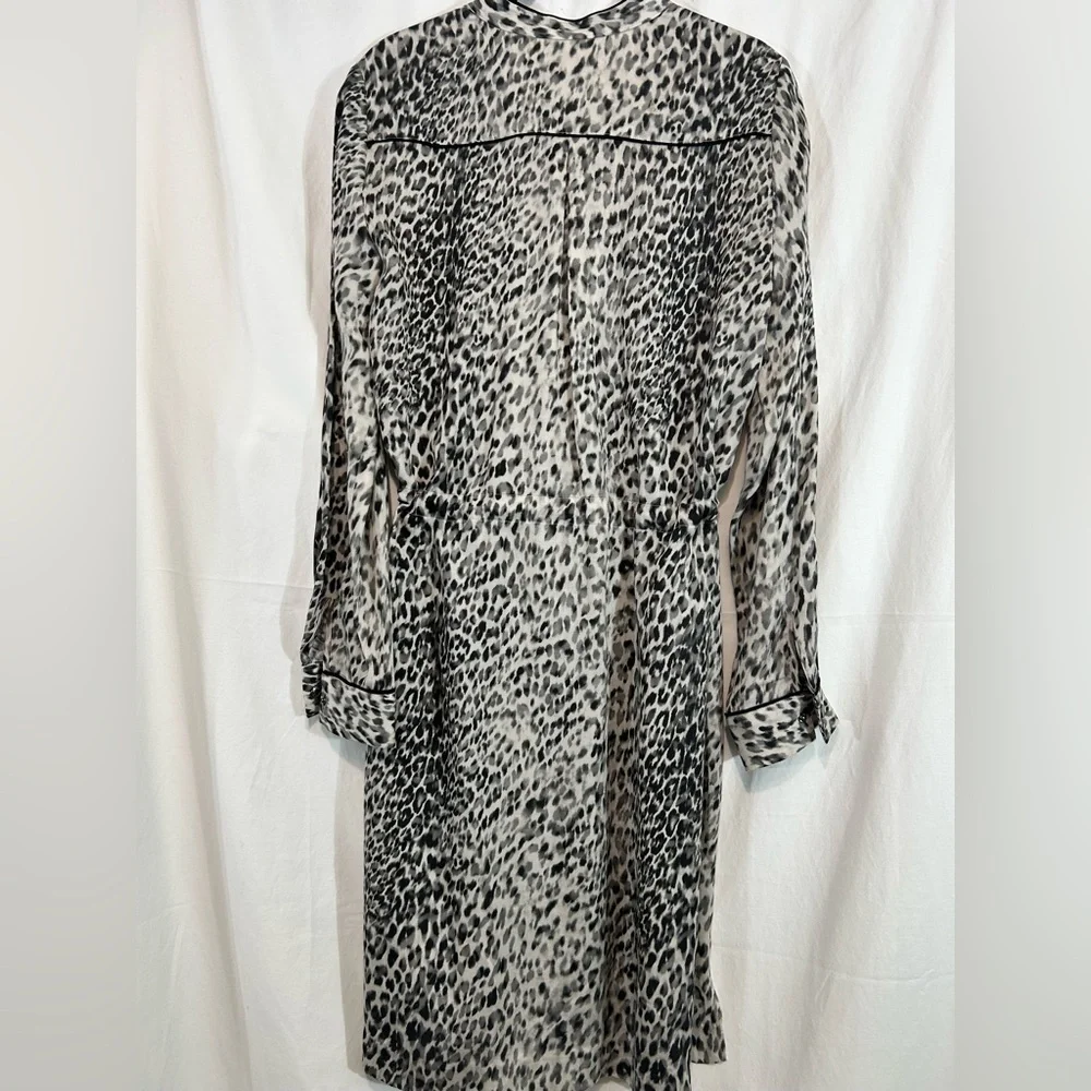 Etcetera Long Sleeve Leopard Print Black‎ and White Shirt Dress Size 4